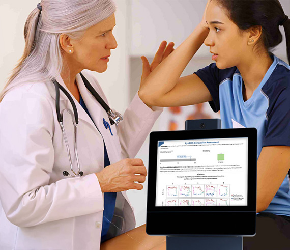 Photo of a doctor treating a female patient