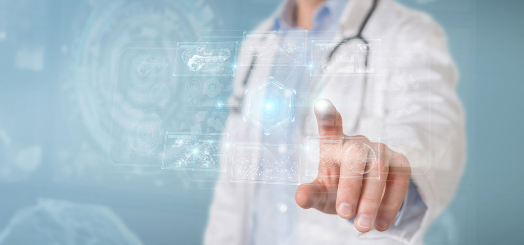 Graphic featuring a medical professional